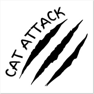 Cat Attack Scratch Claw Marks Feline Warning Posters and Art