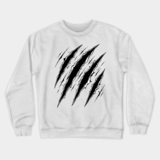 Cat Attack Claw Marks Slash Ripped Scratch Grunge Crewneck Sweatshirt