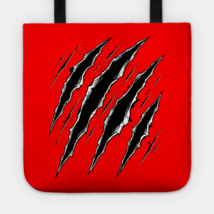 Cat Attack Claw Marks Slash Ripped Scratch Grunge Tote