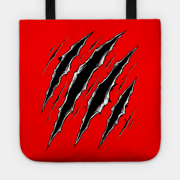 Cat Attack Claw Marks Slash Ripped Scratch Grunge Tote by Creatifly Graphic Tees