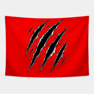 Cat Attack Claw Marks Slash Ripped Scratch Grunge Tapestry