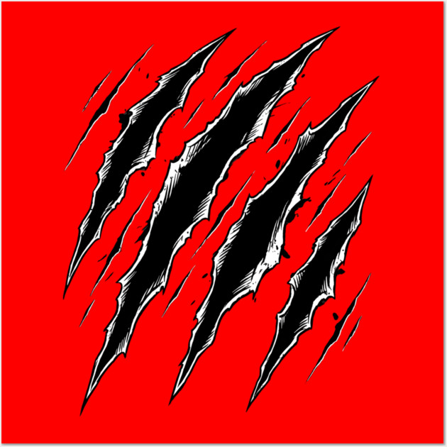 Cat Attack Claw Marks Slash Ripped Scratch Grunge Wall Art by Creatifly Graphic Tees