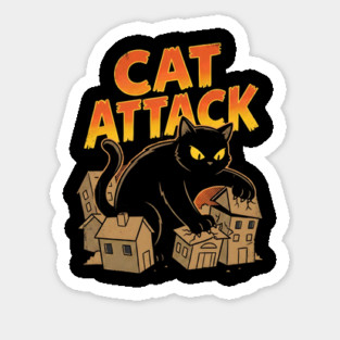 Cat Attack Giant Black Catzilla Monster Retro Comic Magnet