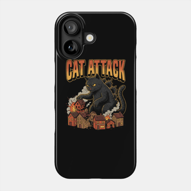 Cat Attack Giant Catzilla Cat Comic Monster Phone Case by Creatifly Graphic Tees