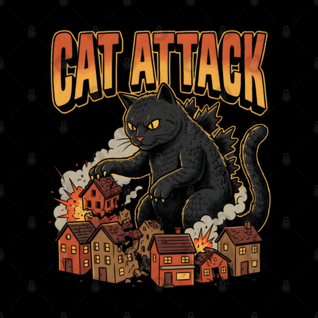 Cat Attack Giant Catzilla Cat Comic Monster by Creatifly Graphic Tees