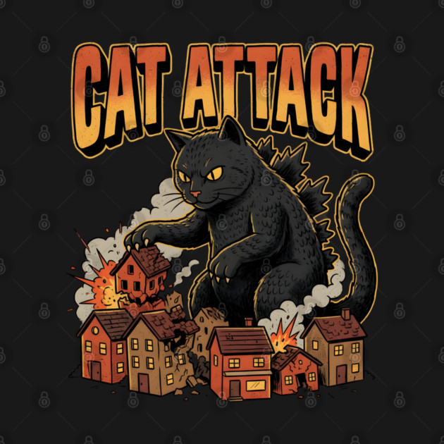 Cat Attack Giant Catzilla Cat Comic Monster by Creatifly Graphic Tees