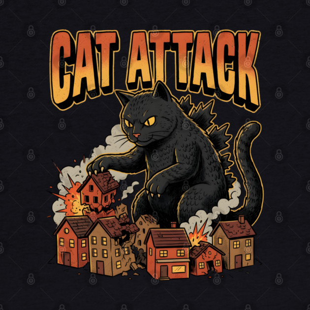 Cat Attack Giant Catzilla Cat Comic Monster by Creatifly Graphic Tees