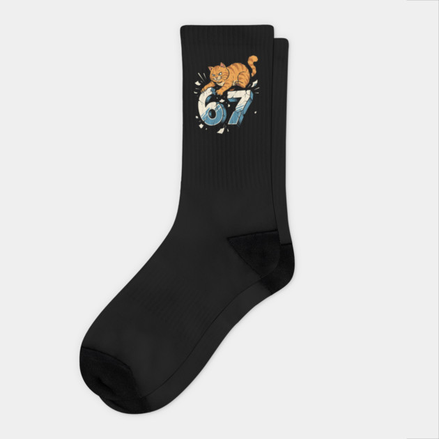 Cat Attack 67 Socks by Creatifly Graphic Tees