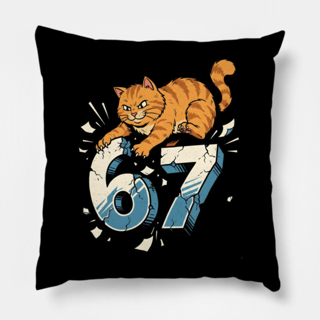 Cat Attack 67 Pillow by Creatifly Graphic Tees