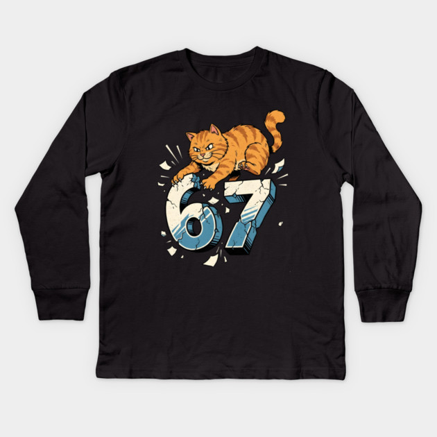 Cat Attack 67 Kids Long Sleeve T-Shirt by Creatifly Graphic Tees