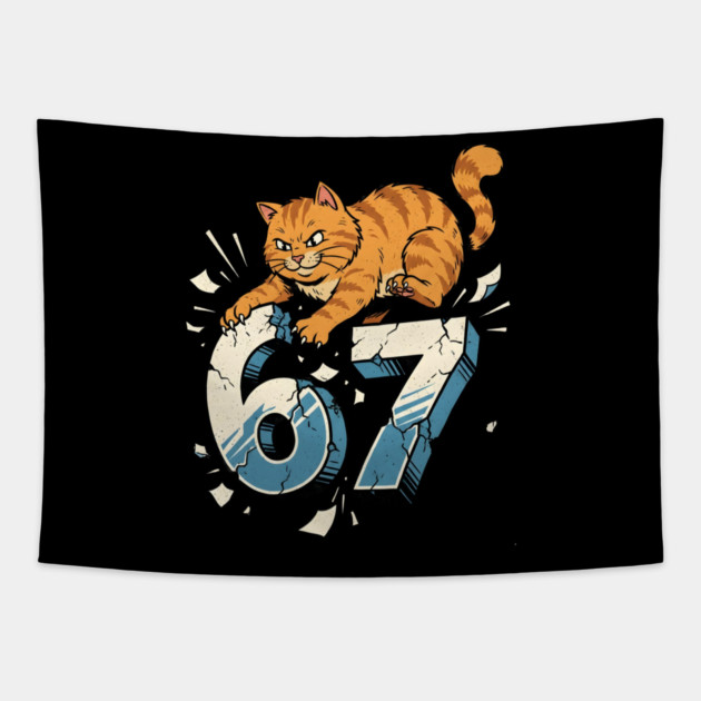 Cat Attack 67 Tapestry by Creatifly Graphic Tees