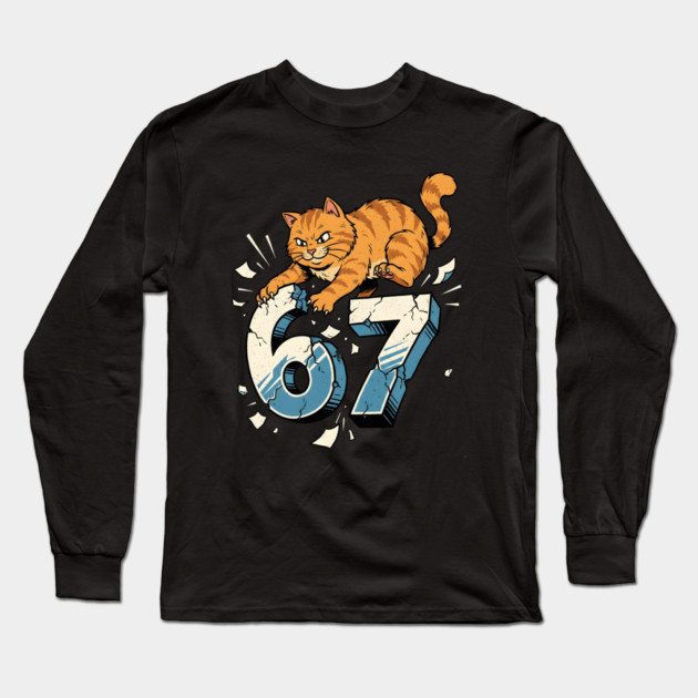 Cat Attack 67 Long Sleeve T-Shirt by Creatifly Graphic Tees