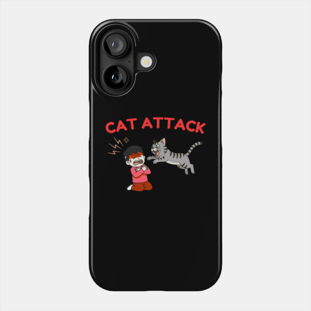 Cat Attack Panic Phone Case by Creatifly Graphic Tees