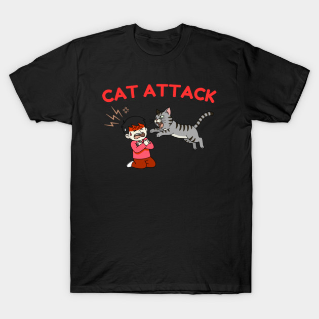 Cat Attack Panic T-Shirt by Creatifly Graphic Tees