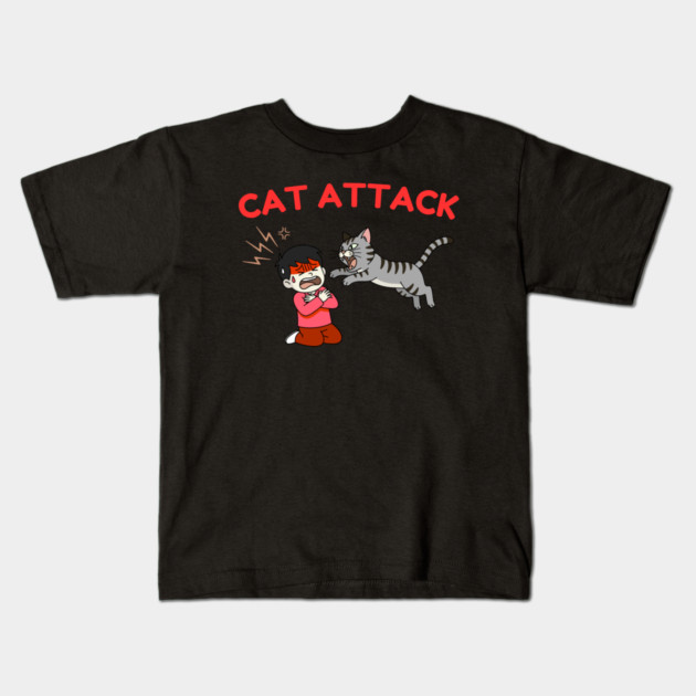 Cat Attack Panic Kids T-Shirt by Creatifly Graphic Tees
