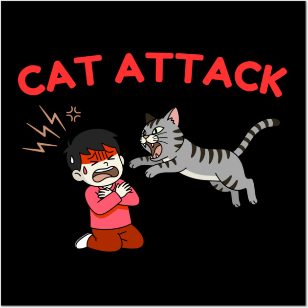 Cat Attack Panic Wall Art by Creatifly Graphic Tees