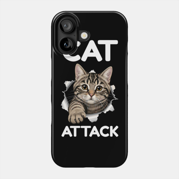 Cat Attack Tabby Peekaboo Phone Case by Creatifly Graphic Tees