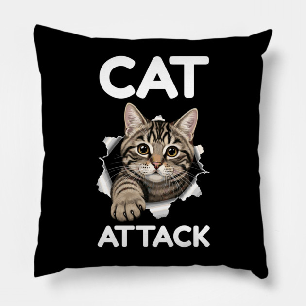 Cat Attack Tabby Peekaboo Pillow by Creatifly Graphic Tees