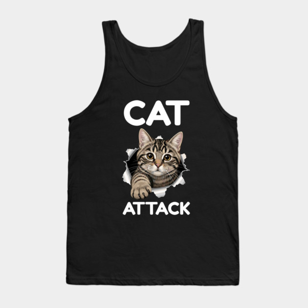 Cat Attack Tabby Peekaboo Tank Top by Creatifly Graphic Tees