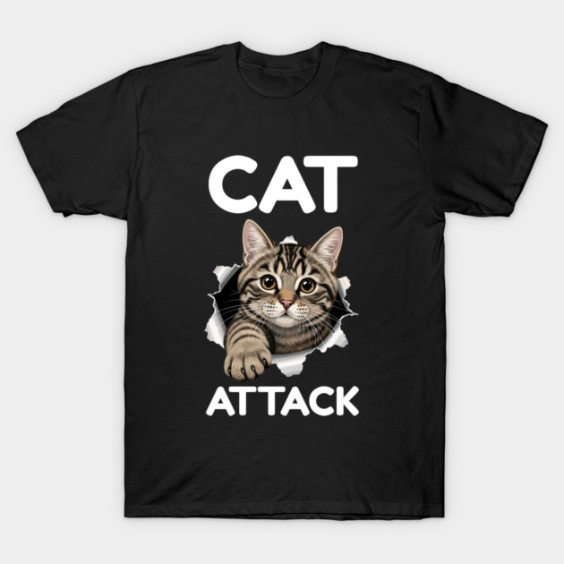 Cat Attack Tabby Peekaboo T-Shirt by Creatifly Graphic Tees