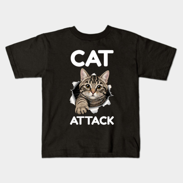 Cat Attack Tabby Peekaboo Kids T-Shirt by Creatifly Graphic Tees