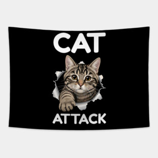 Cat Attack Tabby Peekaboo Tapestry