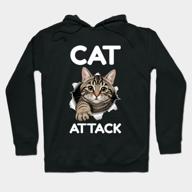 Cat Attack Tabby Peekaboo Hoodie by Creatifly Graphic Tees