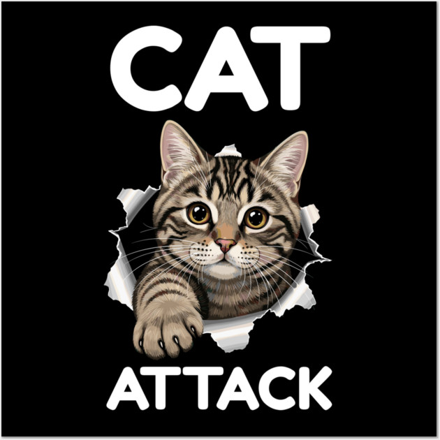 Cat Attack Tabby Peekaboo Wall Art by Creatifly Graphic Tees