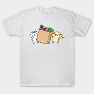 Cute Chiikawa Friends Carrying Groceries | Kawaii Shopping Cartoon T-Shirt