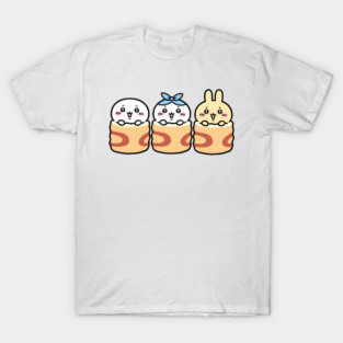 Cute Chiikawa Chikuwa Friends | Kawaii Food Cartoon Trio T-Shirt