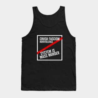 Crush Fascism Graphic with Red Slash and System Error Protest Message Tank Top