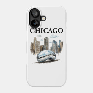 Chicago Bean Ink Wash Skyline Phone Case