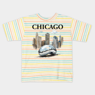 Chicago Bean Ink Wash Skyline Kids T-Shirt