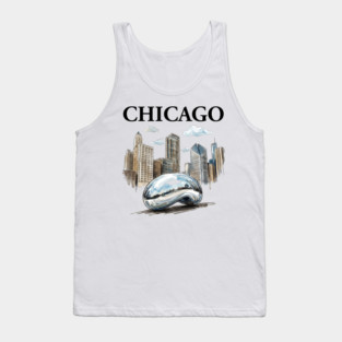 Chicago Bean Ink Wash Skyline Tank Top