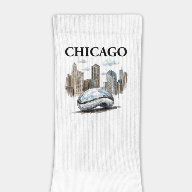 Chicago Bean Ink Wash Skyline by Designed By Marty