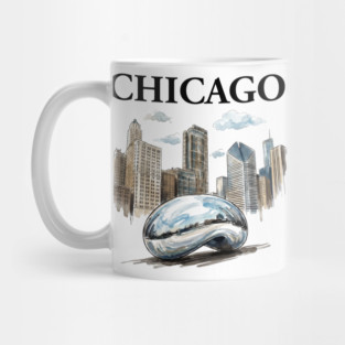 Chicago Bean Ink Wash Skyline Mug