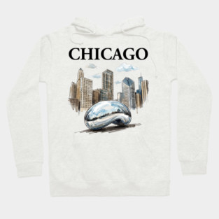 Chicago Bean Ink Wash Skyline Hoodie
