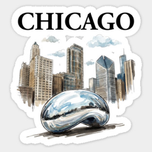 Chicago Bean Ink Wash Skyline Sticker