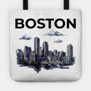 Boston Harbor Ink Wash Skyline Tote