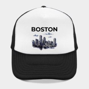 Boston Harbor Ink Wash Skyline Hat