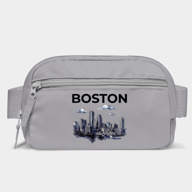 Boston Harbor Ink Wash Skyline by Designed By Marty