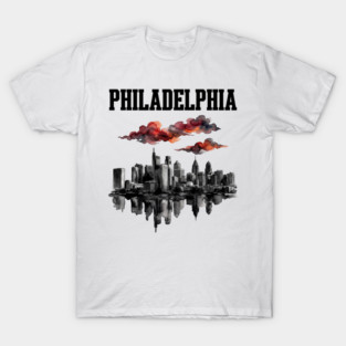 Philadelphia Ink Wash Skyline Storm Clouds T-Shirt