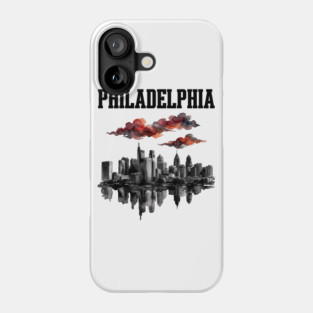 Philadelphia Ink Wash Skyline Storm Clouds Phone Case