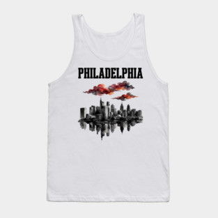 Philadelphia Ink Wash Skyline Storm Clouds Tank Top