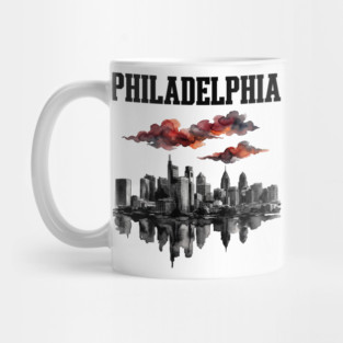 Philadelphia Ink Wash Skyline Storm Clouds Mug
