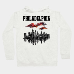 Philadelphia Ink Wash Skyline Storm Clouds Hoodie