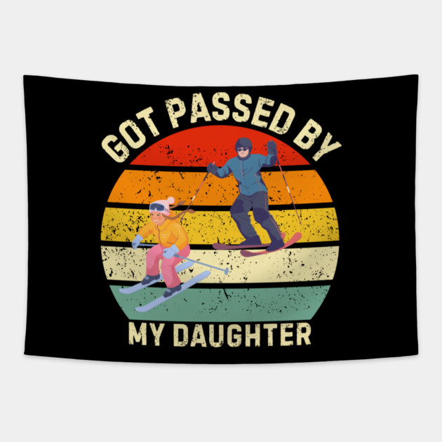 Got Passed By My Daughter – Ski Dad Retro Sunset Tapestry by Creatifly Graphic Tees
