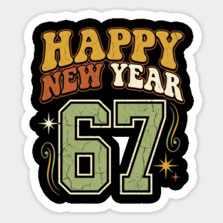 Happy New Year 67 Retro Celebration Sticker