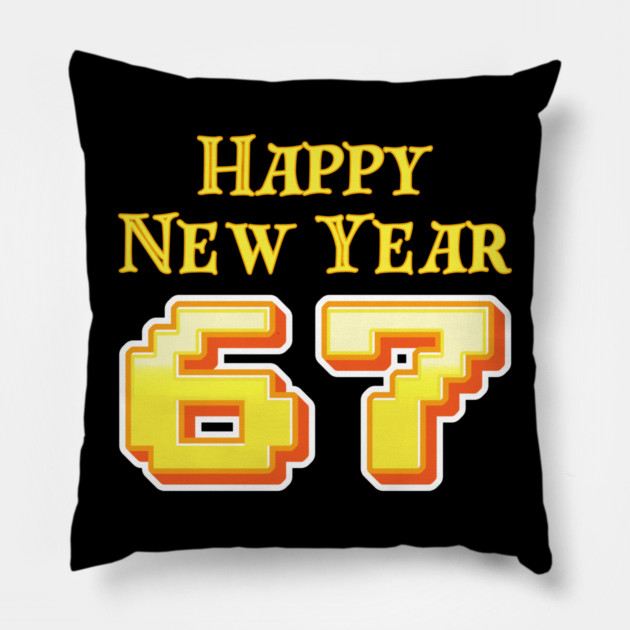 Happy New Year 67 Retro Pillow by Creatifly Graphic Tees