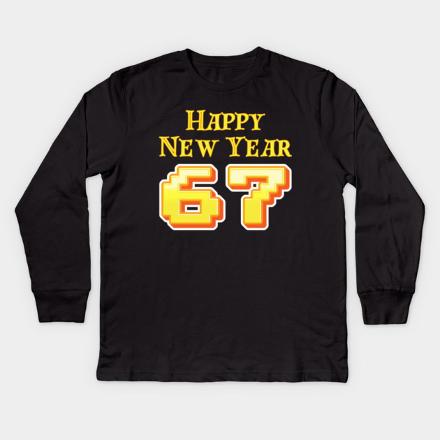 Happy New Year 67 Retro Kids Long Sleeve T-Shirt by Creatifly Graphic Tees